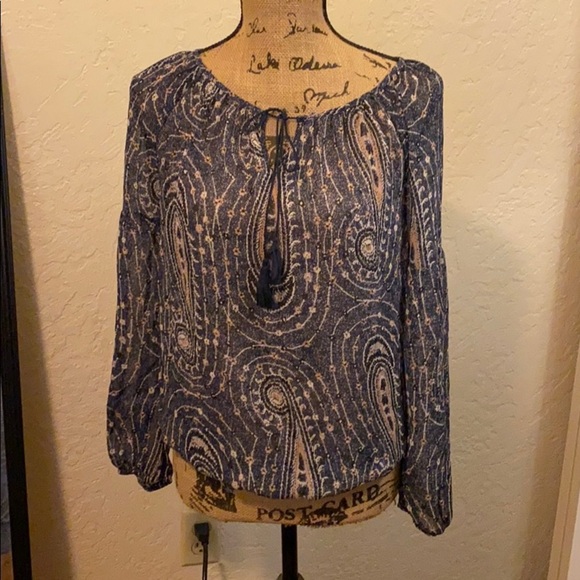 Lucky Brand long sleeve small semi-sheer blouse - Picture 1 of 9